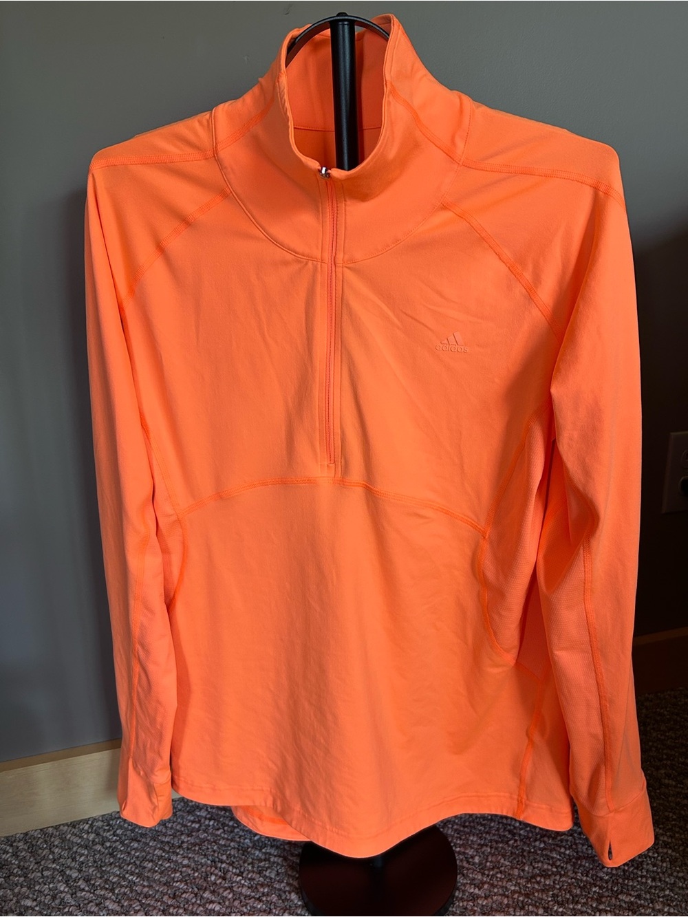 adidas Bright Orange Half-Zip Performance Top